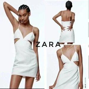 BNWOT Zara Women’s textured cut out dress white size L